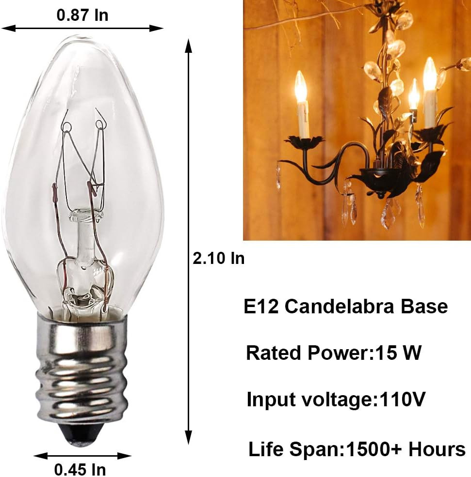 15 Watt Himalayan Salt Lamp Bulbs, 12Pack Dimmable Night Light Bulbs with E12
