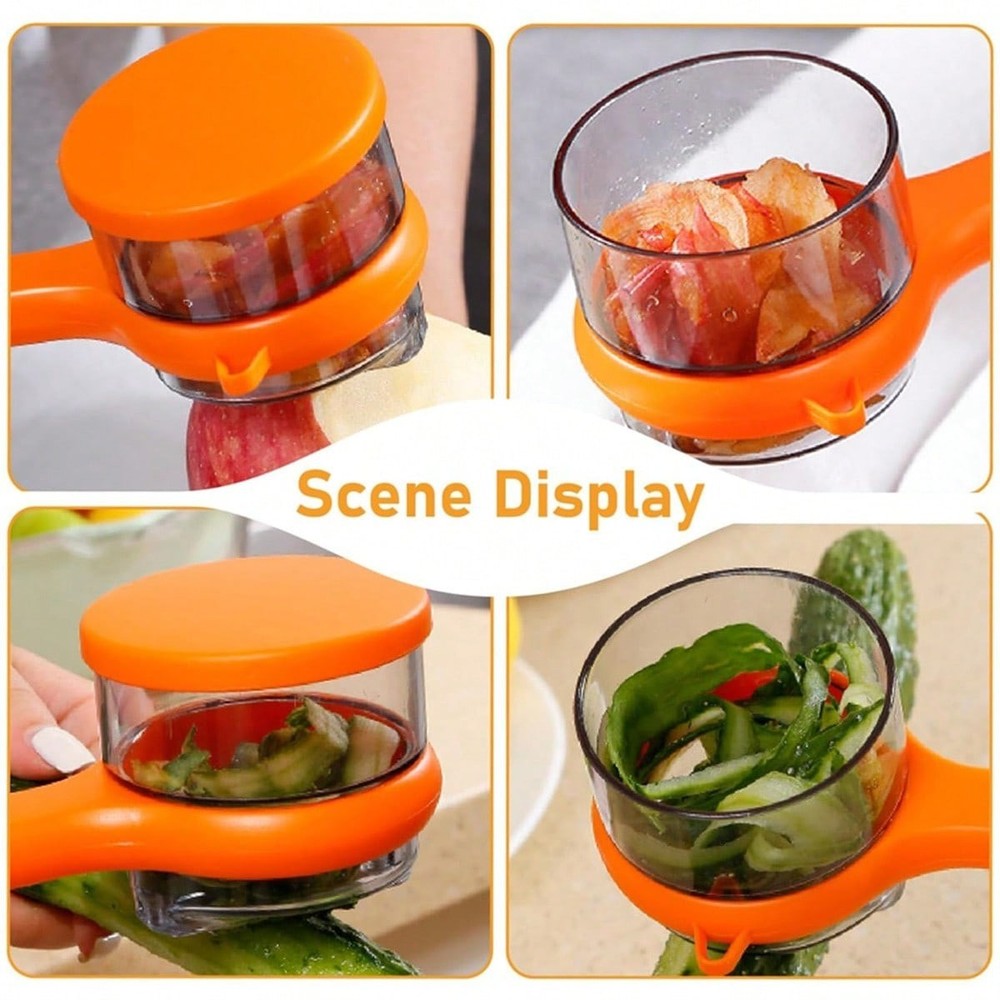 Kitchen Multi-Functional Peeler With Bucket Storage Scratcher Fruit Peeling Knif