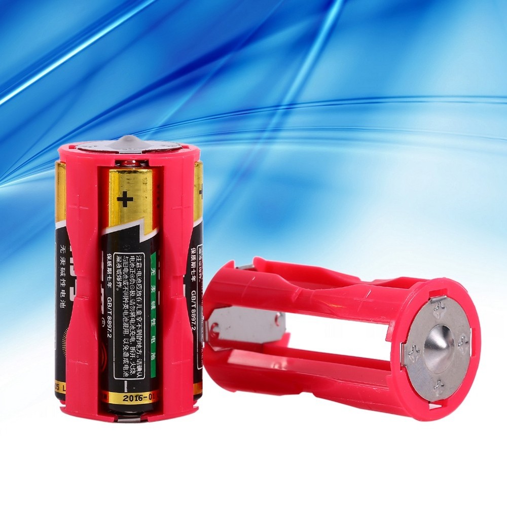♡ Red Portable 4pcs 4AAA To C Size Parallel Battery Convertor Adapter Holder
