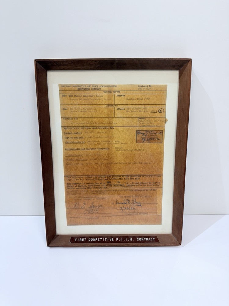 ORIGINAL NASA APOLLO CONTRACT With BENDIX CORP dated 1966 APOLLO LUNER SPACE ✅📝