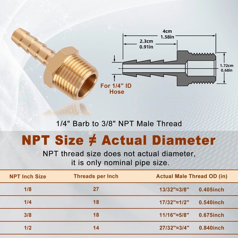 Temperature Resistant Fitting Hydraulic Adapter 5pcs Brass Hose Adapter