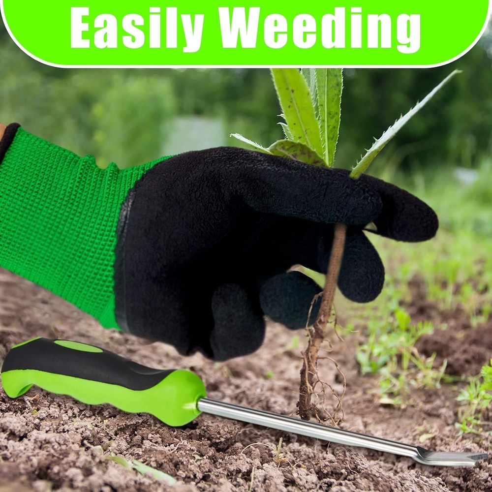 12.8'' Dandelion Weed Puller Tool with Soft Handle Polished Stainless Steel Gard