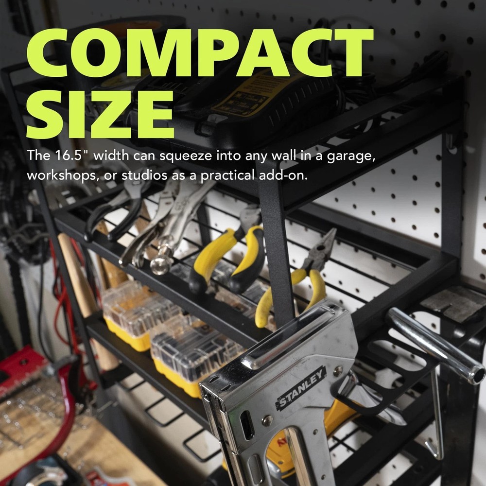 PEARINGTON WALL MOUNT POWER TOOL ORGANIZER 2 PACK 4-LAYER DRILL RACK - BLACK