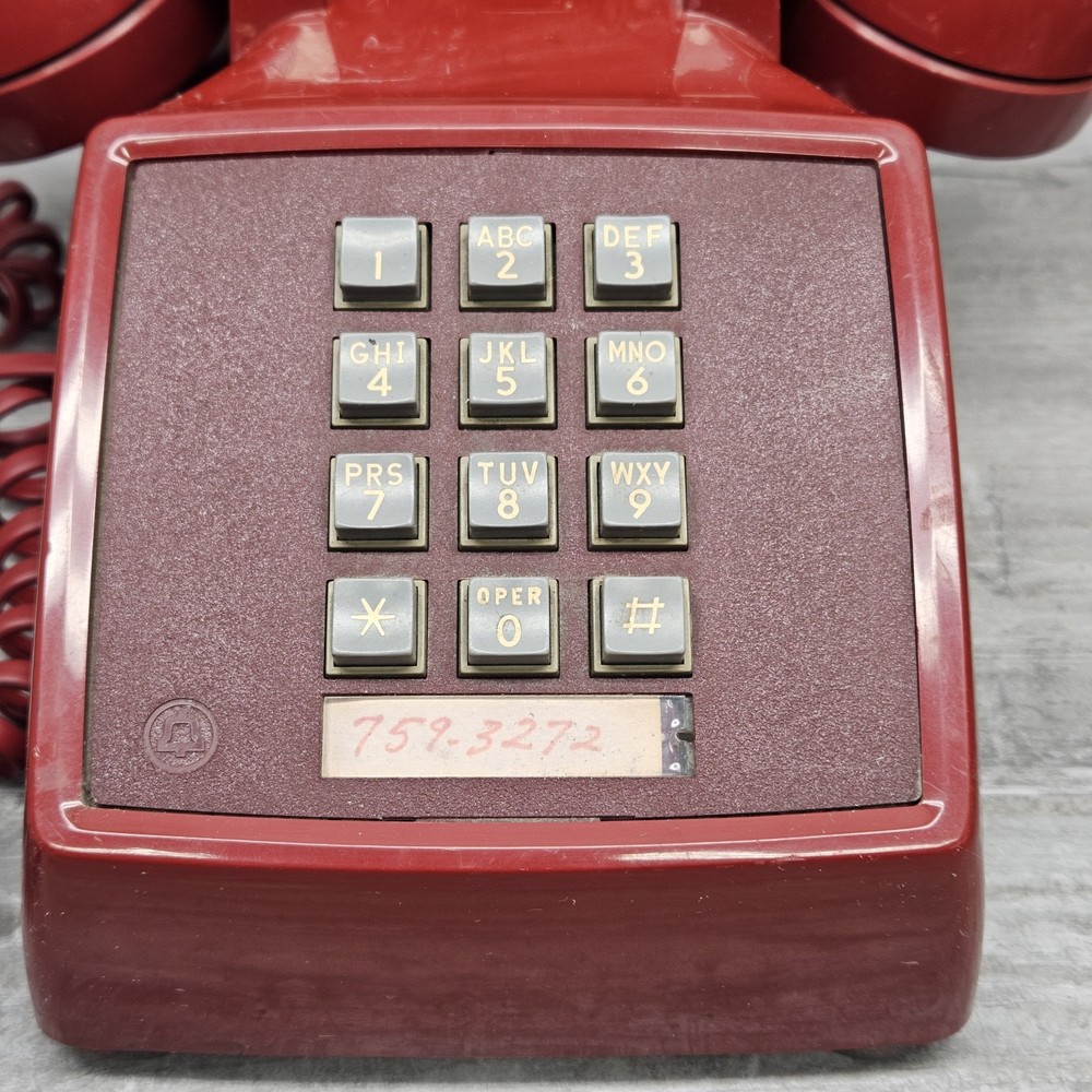 Western Electric Red Desk Table Top Touch Tone Dial Push Button Phone UNTESTED