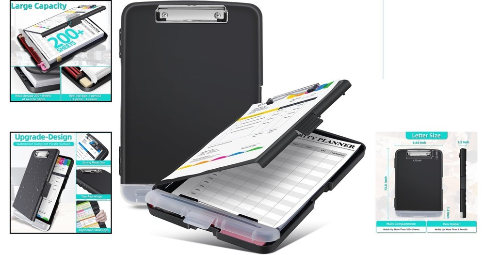 Lightweight Storage Clipboard with Real Hinge - Perfect for Office & Classroom