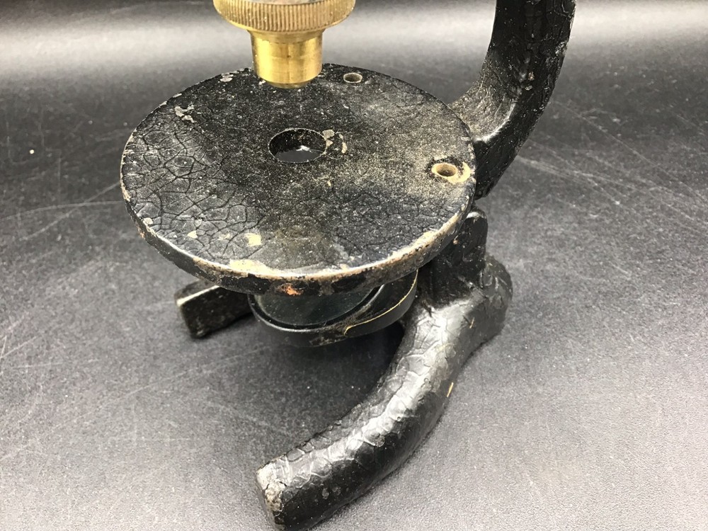 Original antique working microscope 7 1/2" tall