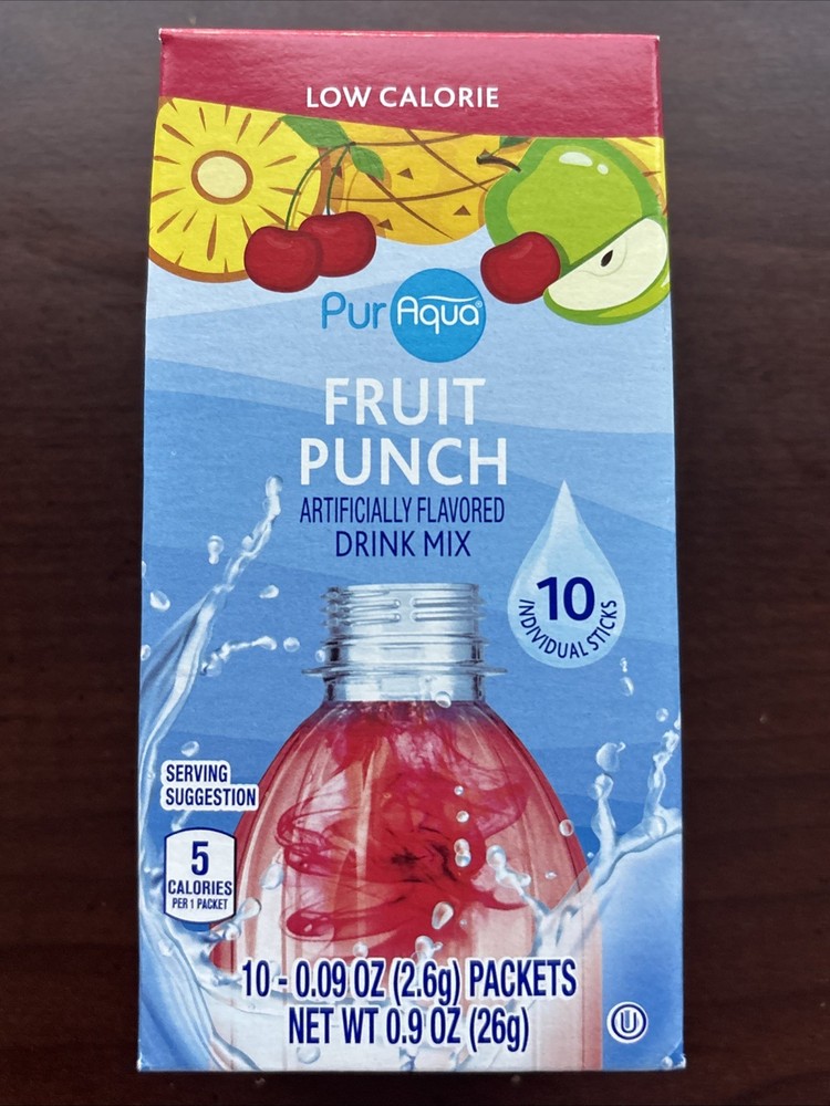 2 Pur Aqua Fruit Punch Liquid Water Drink Enhancer