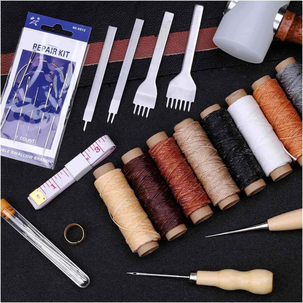 35 Pcs Leather Pouch Kit with Hole Punch, Tools & Needles for Beginners