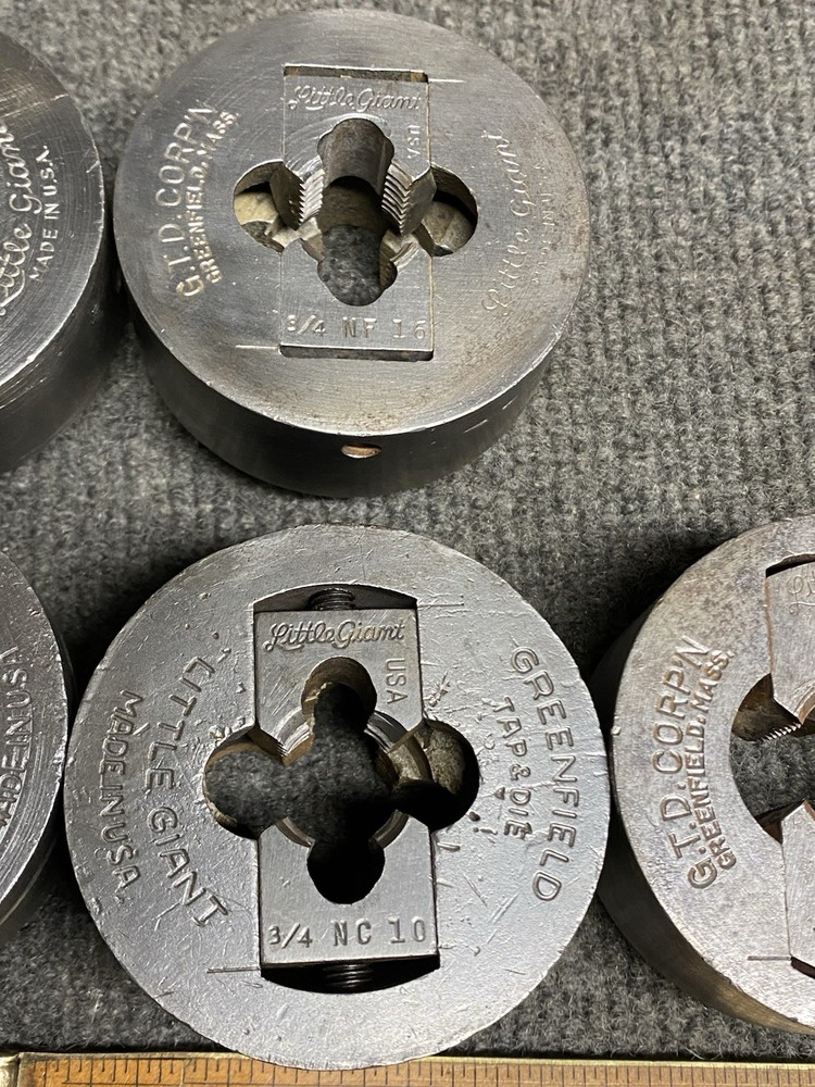 Vintage GTD Little Giant Adjustable Thread Dies With Guide (8) 2-3/4” Diameter