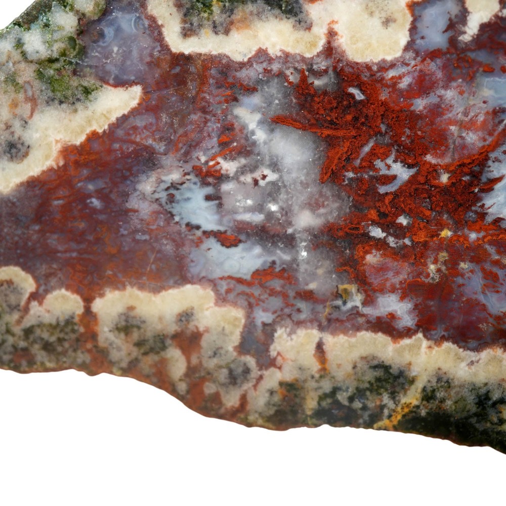 Red Lightning Agate Slab - Bright Red Moss Pattern