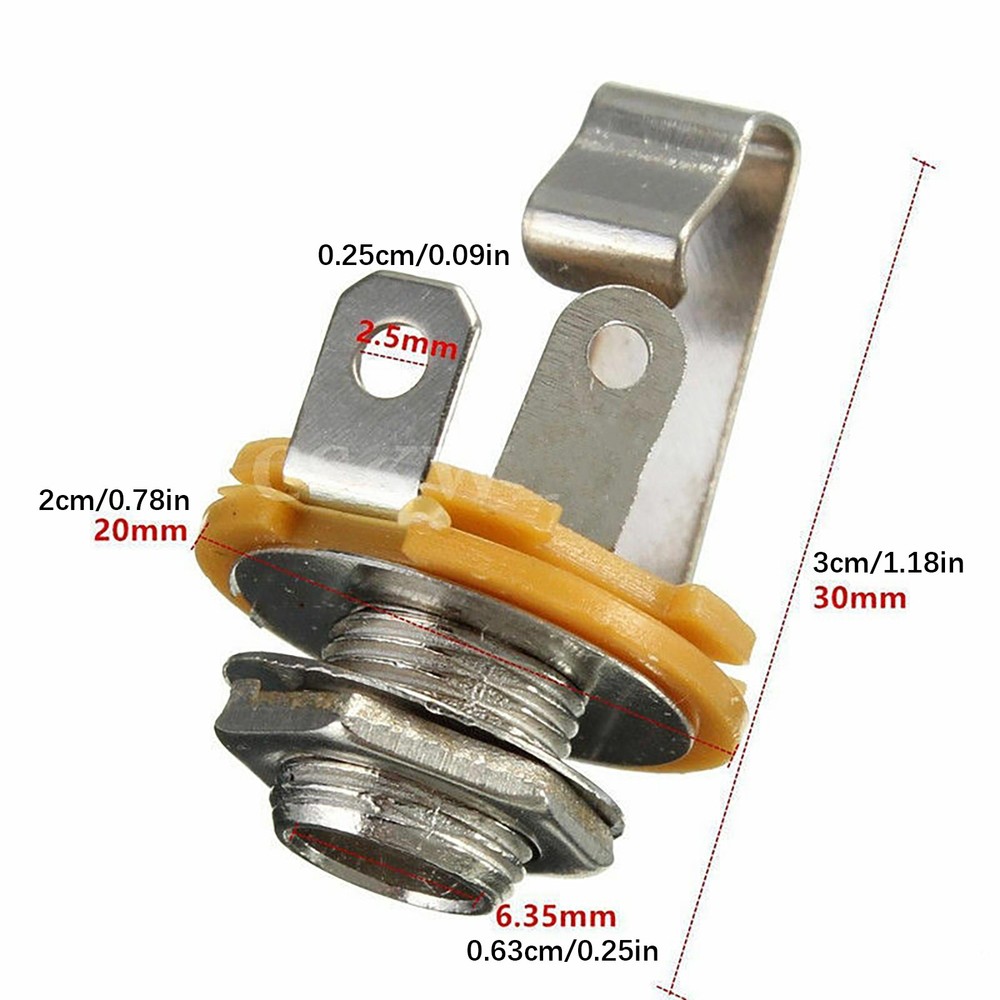 New 10 Pack Mono 1/4" 6.35mm ID Socket Jack Connector Panel Mount Guitar Plate