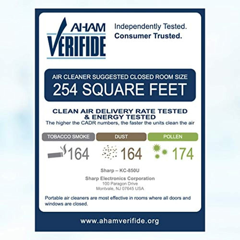 Sharp Plasmacluster Air Purifier (254 sq. ft.), KC-850U , White