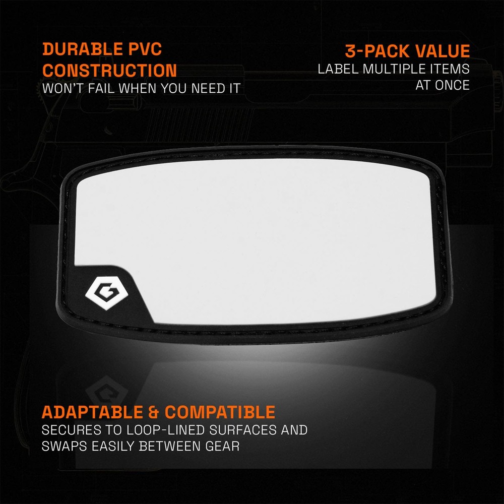 GRITR Reusable Writable Patches (3-Pack) - Hook Backed for EDC Gear Labeling