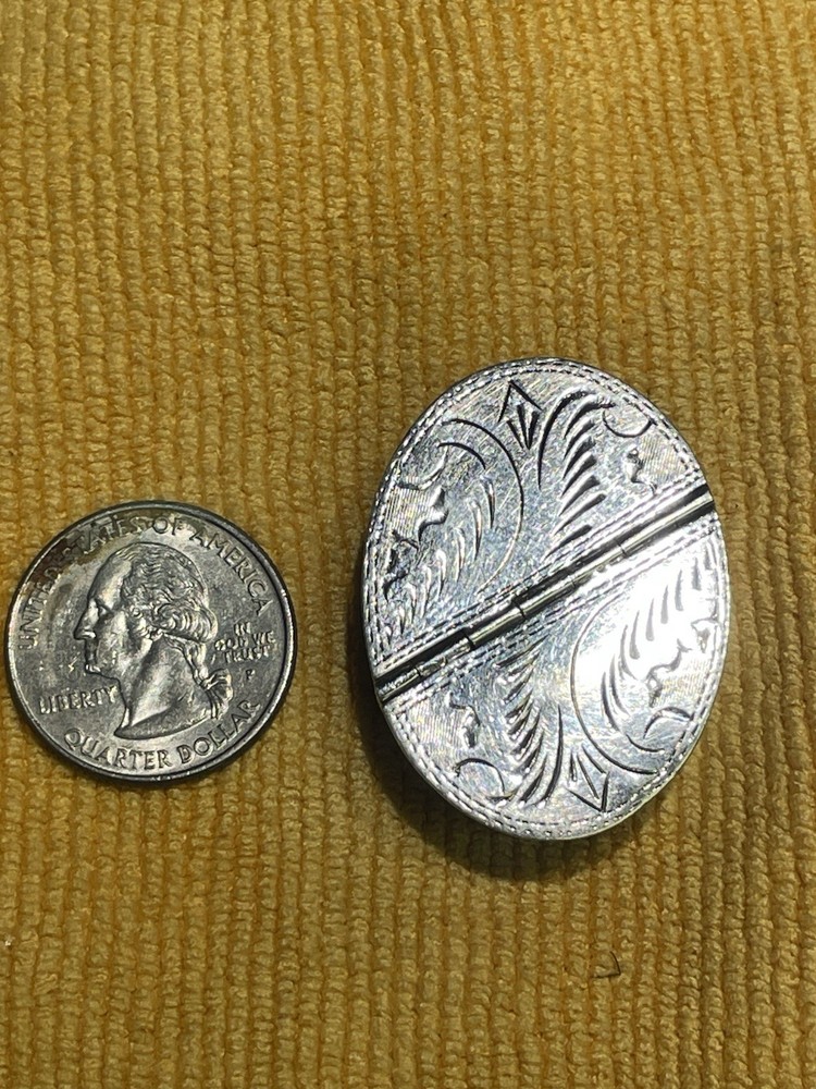 Vintage Sterling Silver Pill Box /holder Hinged