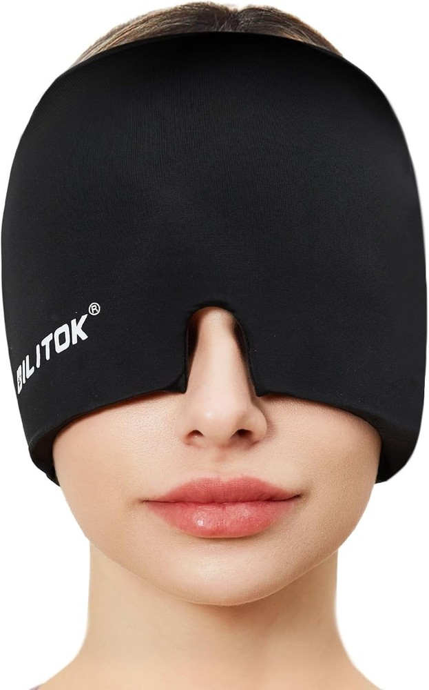 Migraine Relief Cap Ice Pack Headache Hat Hot & Cold Therapy Full Head Coverage