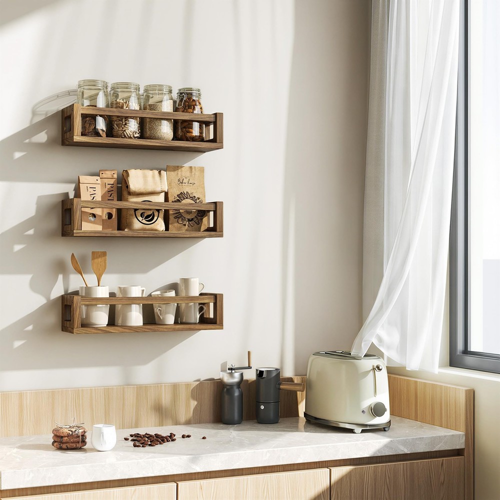 Upgraded Thick Floating Shelves, Solid Wood Bookshelf for Wall, Floating Book...