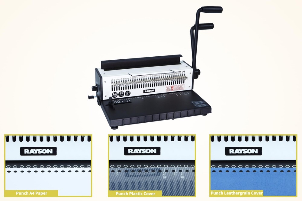 Binding Machine with Round Holes, 3:1 Pitch, Binds 15 Sheets, 130 Capacity