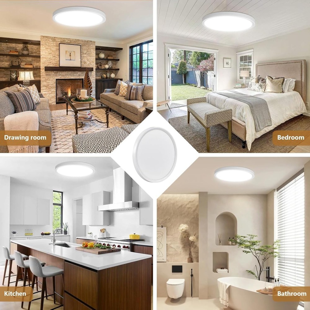 NEW 6 Pack 12 Inch LED Flush Mount Ceiling Light 24W Slim Panel CCT Selectable