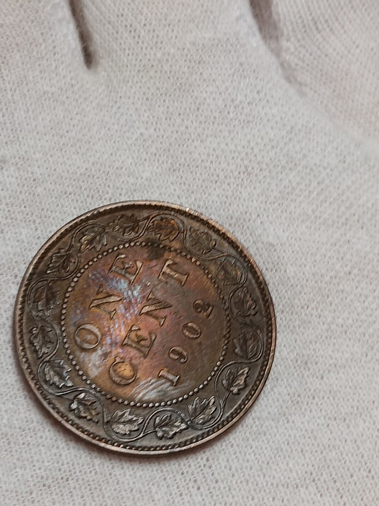 👉1902 Rainbow Toned RB Canada One Cent - MS Choice A/8
