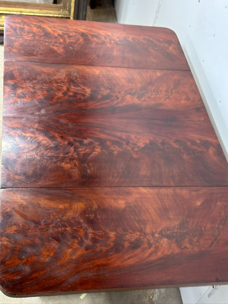 antique flame mahogany table empire classical drop leaf work night stand