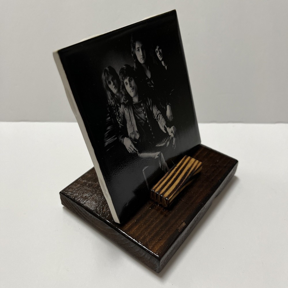 Queen Freddie Mercury Group Decorative Ceramic Tile Coasters And Rustic Stand