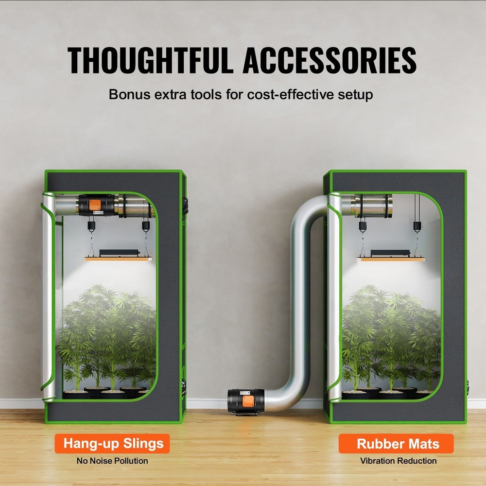 8-in Inline Duct Fan, 750 CFM, Variable Speed, 38dB Quiet AC Motor