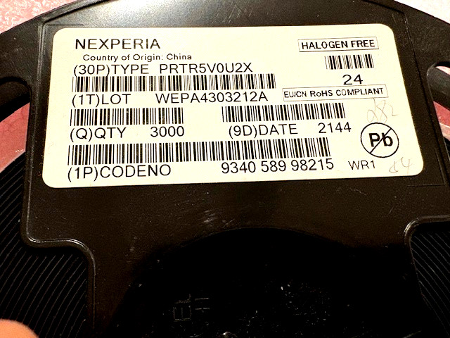 2000pc Nexperia PRTR5V0U2X, Ultra-low Capacitance ESD Protection Diode