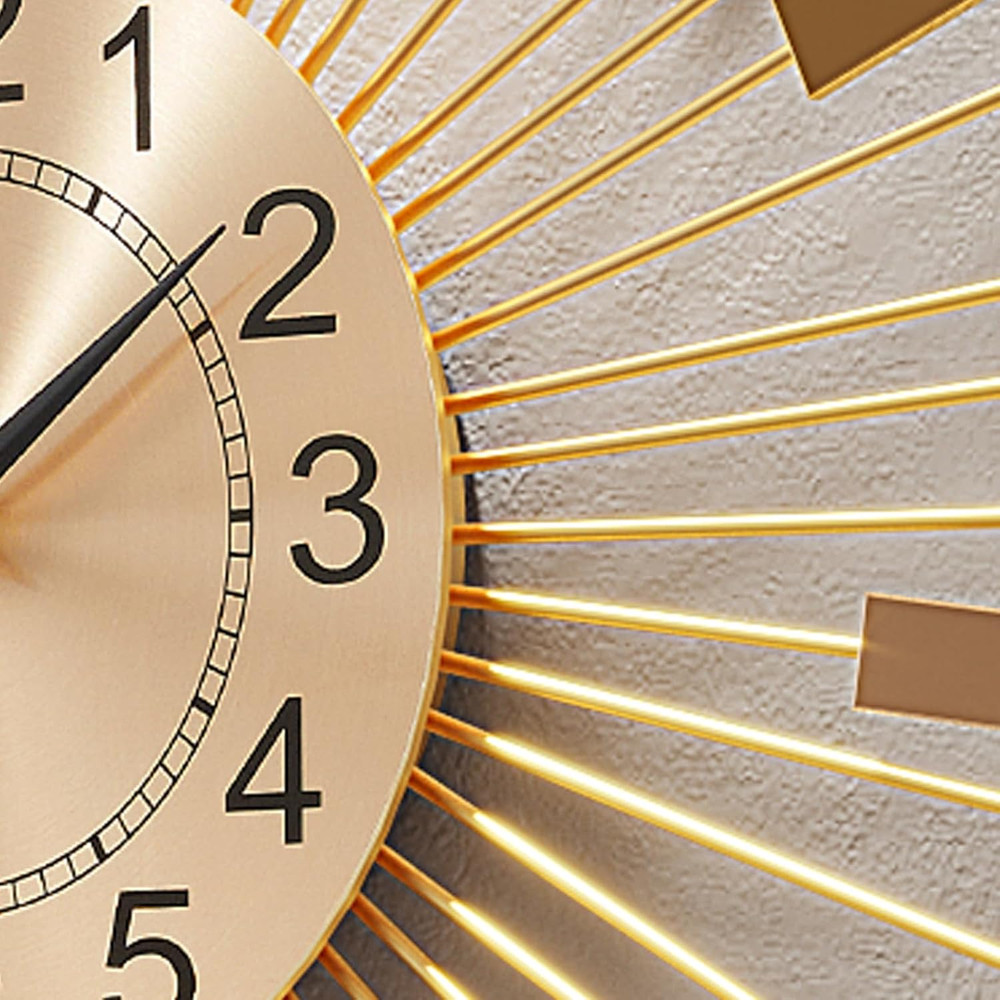 Mid Century 23.6" Gold Starburst Wall Clock - Silent Decorative Clock