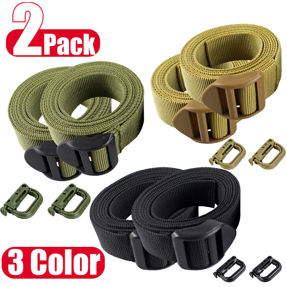 2xTactical Molle Webbing Backpack Strap Heavy Duty Utility Strap with Buckle Set