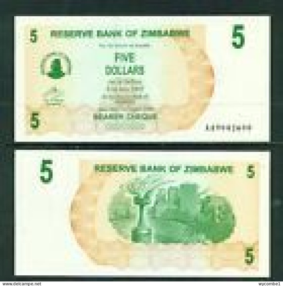 ZIMBABWE - 2007 5 Dollars UNC Banknote