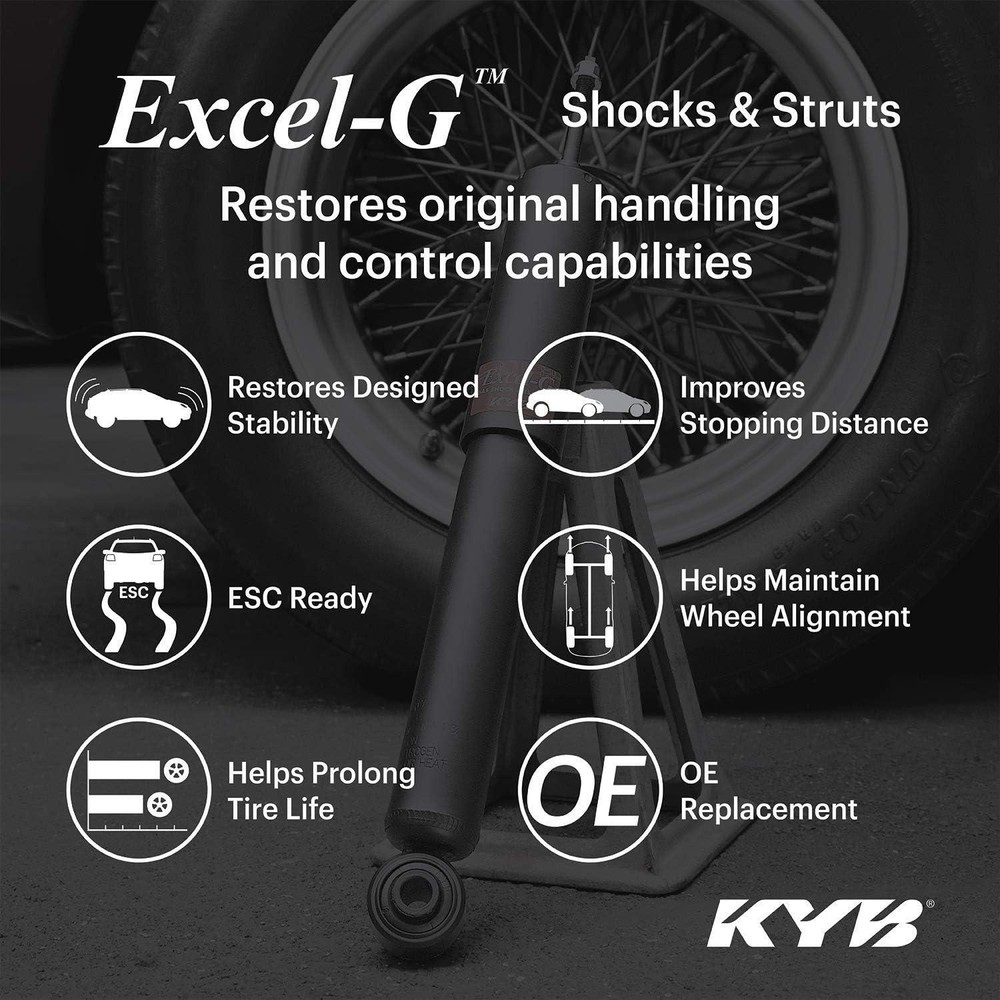 KYB 349105 Excel-G Gas Shock, Black, Silver