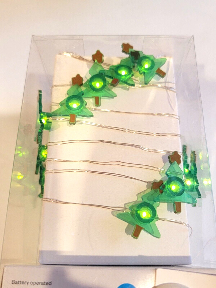 2 Green Christmas Tree Party String Mini Lights Decor New