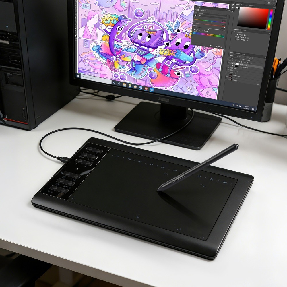 Digital Drawing Tablet with 10×6 Inch Large Active Area Screen, Graphics tablet,