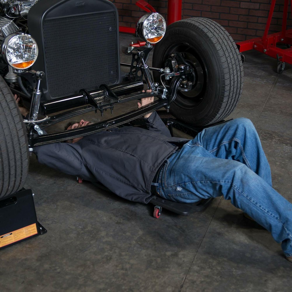 Black Plastic Rolling Garage Shop Creeper Mechanics Work Auto Padded Headrest