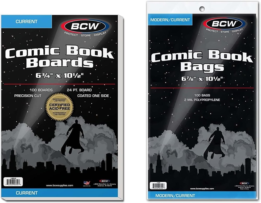 Current Comic Boards and Bags Combo | 100 Polypropylene Comic Bags & Backer B...