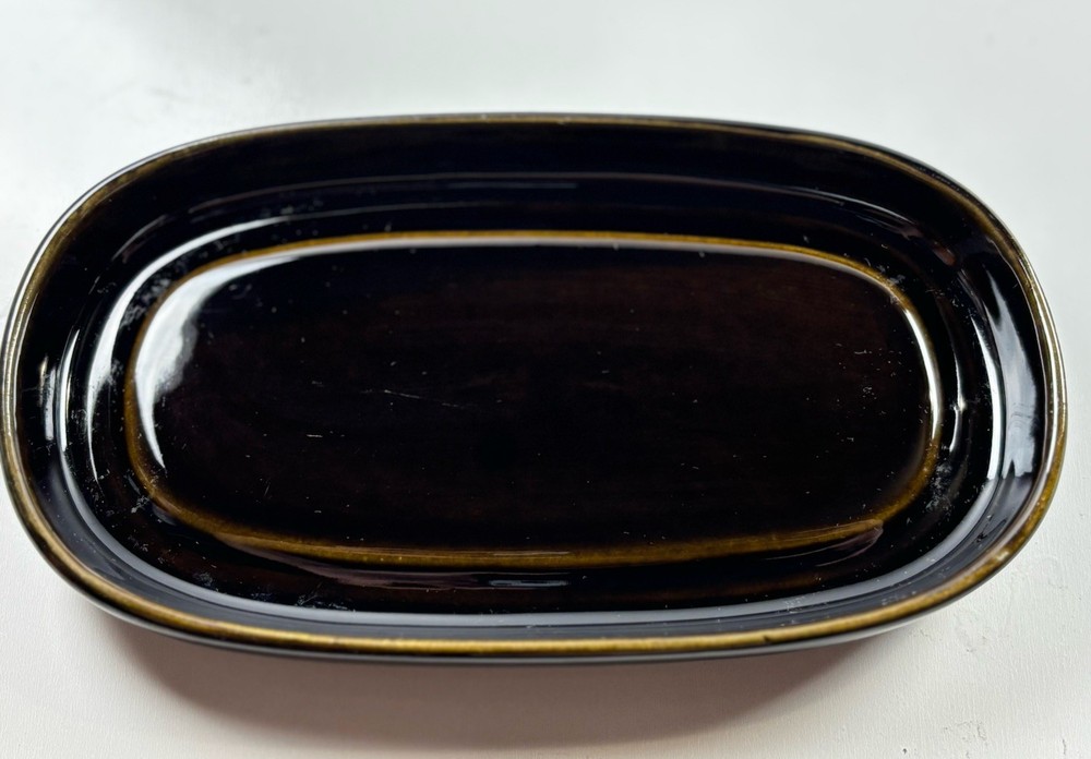 Sango 4711 Butter Dish Continental Black Ceramic 2 Piece