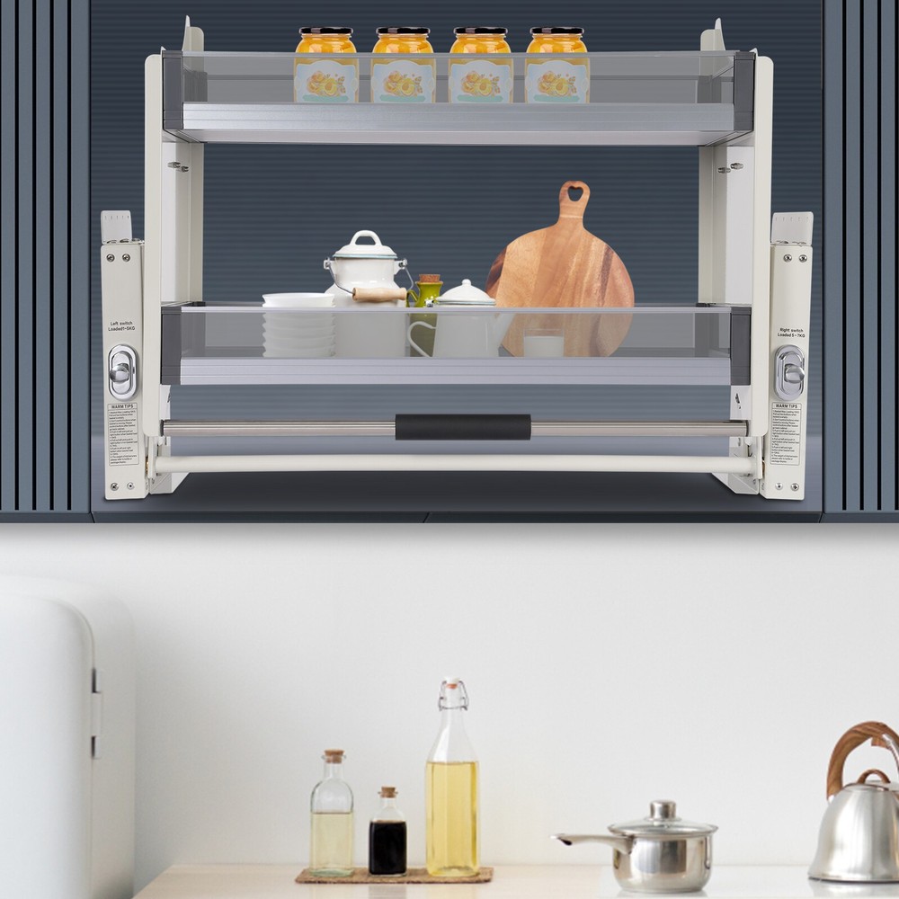 2-Tier Pull Down Shelf Upper Wall Cabinet Storage Organizer For 24inch Cabinet