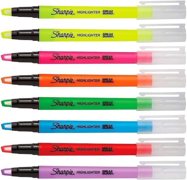 Sharpie Clear View Highlighter Sticks, Chisel 8 Count (Pack of 1), Assorted
