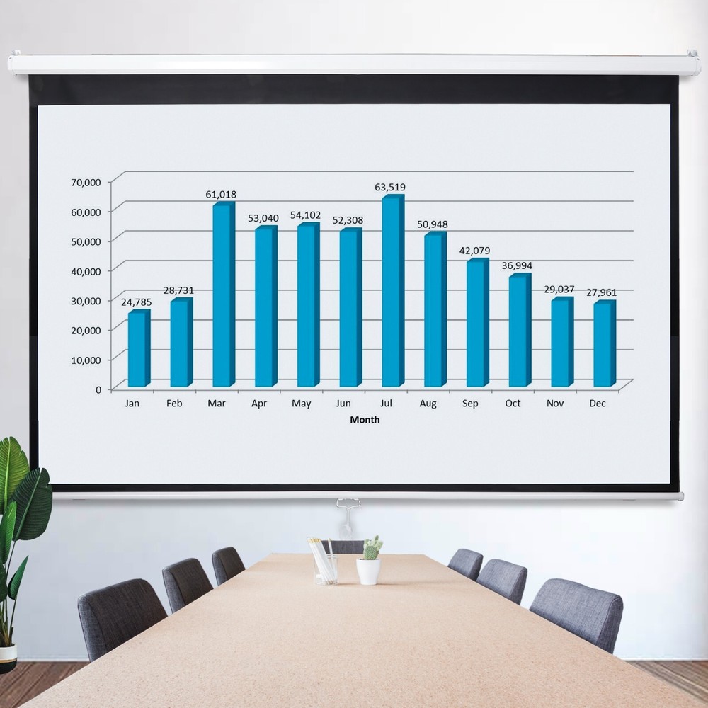 Projector Screen 100'' 16:9 HD Manual Pull Down Projection Screen for Home Use