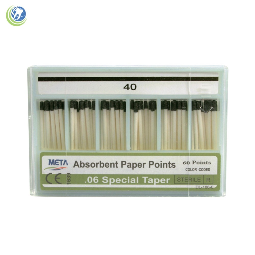 Paper Points .06 Taper #40 Sterilized Endodontic Root Canal Obturation 60/Box