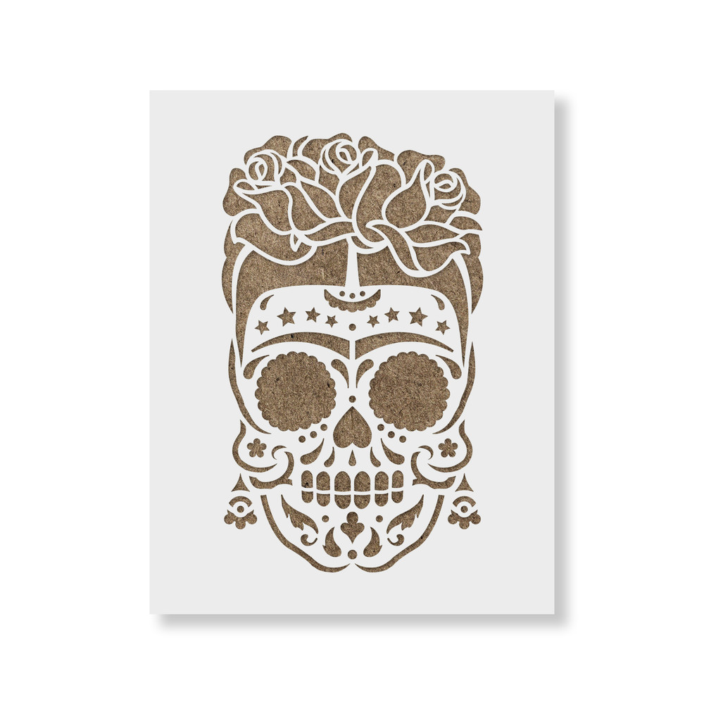 Sugar Skull Frida Stencil - Durable & Reusable Mylar Stencils