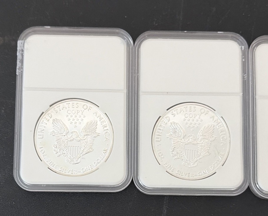 5 American Eagle Replicas/Copies coins dated 2022 Silvery