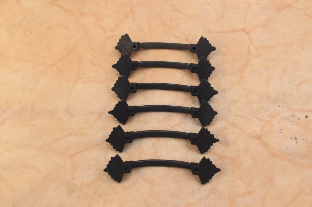 Vintage style door gate handle cast iron Kitchen Cabinet Drawer pull 6 pcs