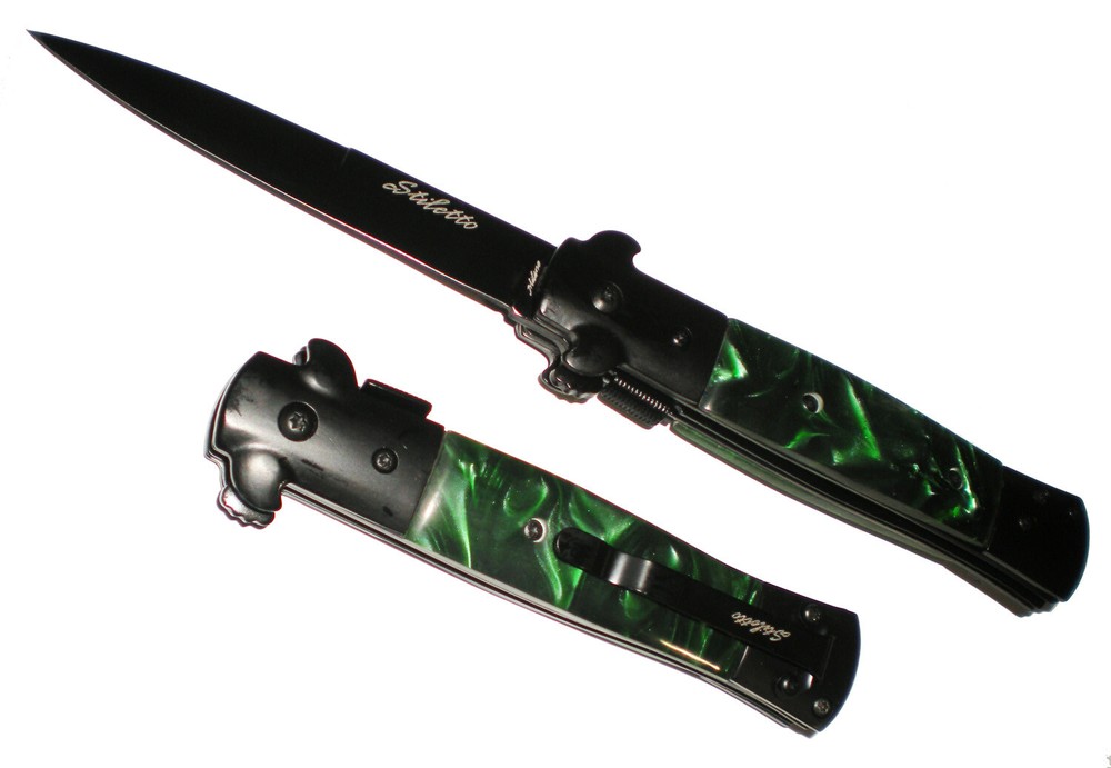 12 PACK!!*  Tactical EDC Pocket Knife GREEN Handle with Fast Spring  Opening
