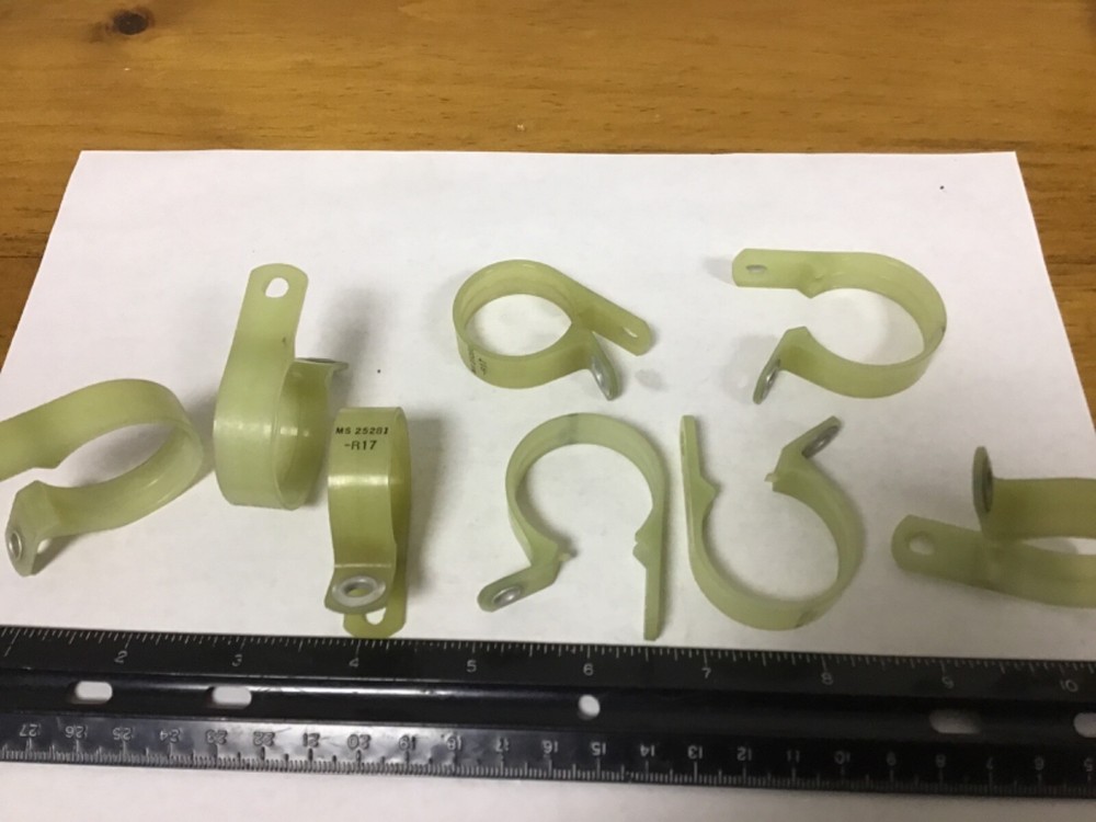 Qty (8) 1 1/8" Mil Spec Plastic Loop Clamps, MS25281 R17