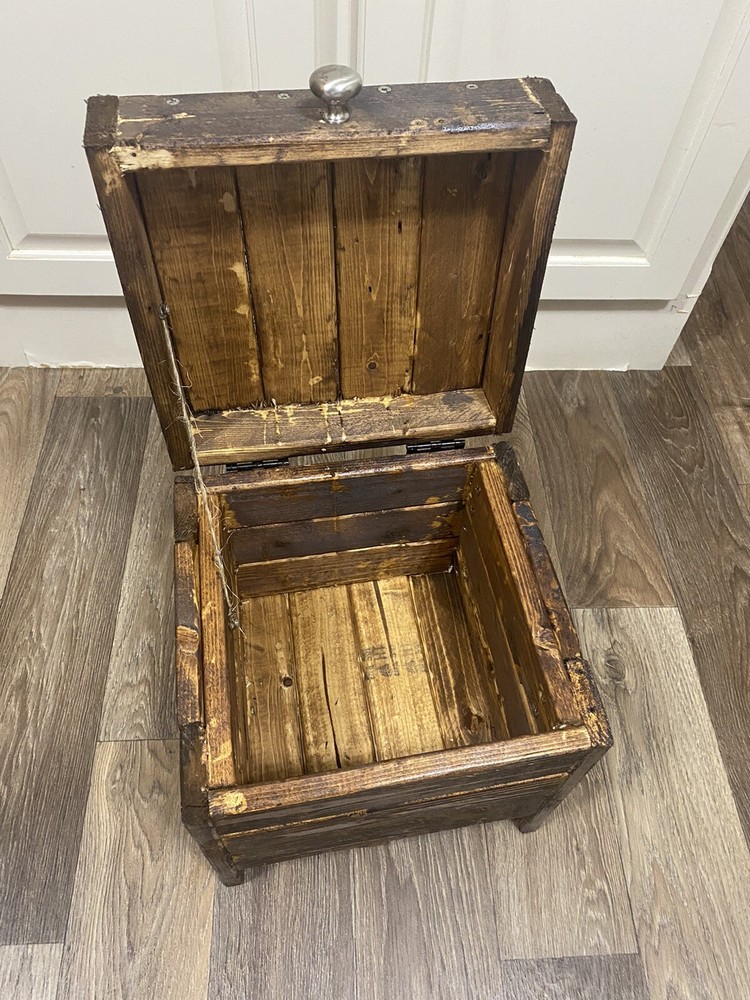 small wooden chest with lid