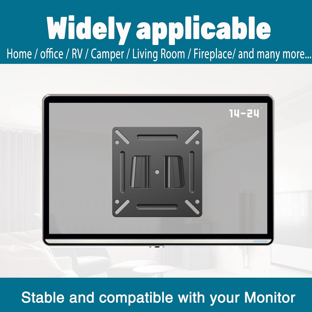Monitor Wall Mount Most 14-24“ Tvs Computer Universal Low Profile RV TV Wall