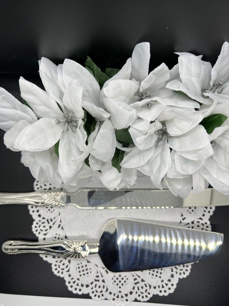 New Silver Bow Cake Knife Set by Brass & Silver Traditions