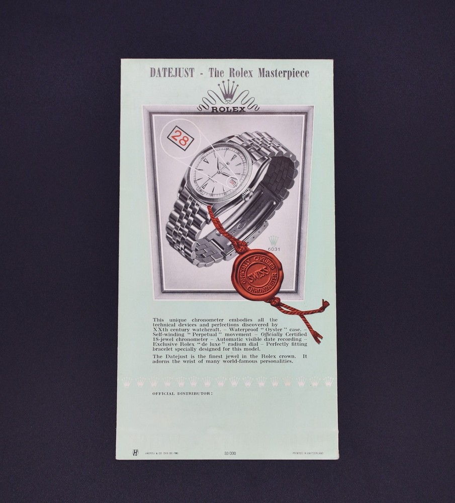 Rolex Brochure 1950s - 30 Exclusive, Registered Models