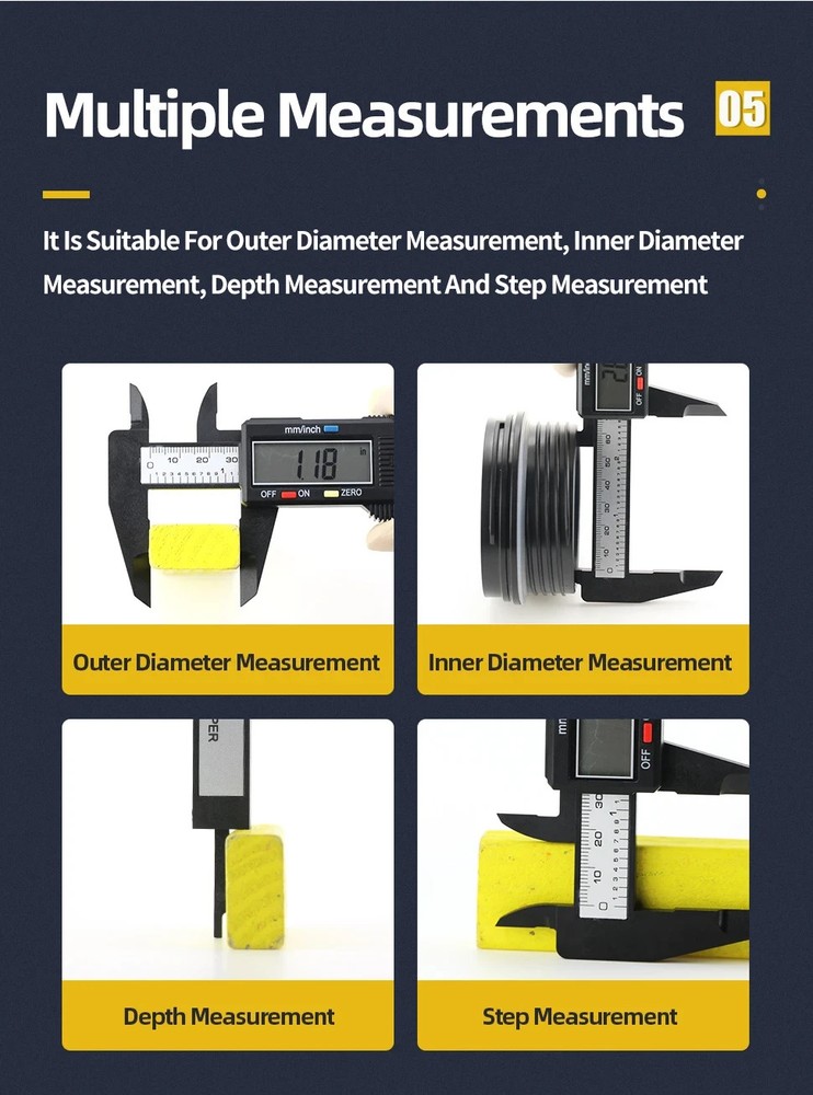 Digital Caliper Electronic Plastic Calipers Vernier Measuring Tools with LED